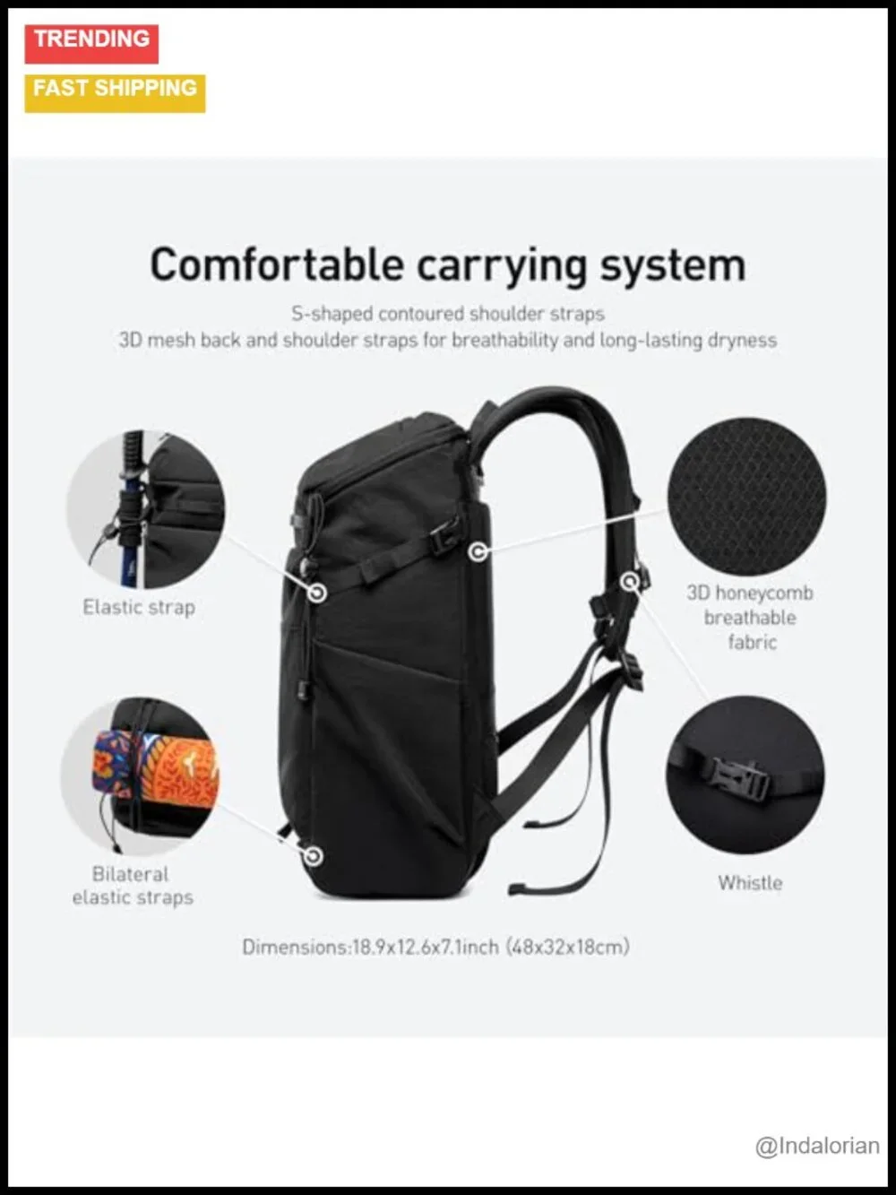 25L Water-Resistant Ripstop Nylon Travel Backpack for Men, Laptop Daypack